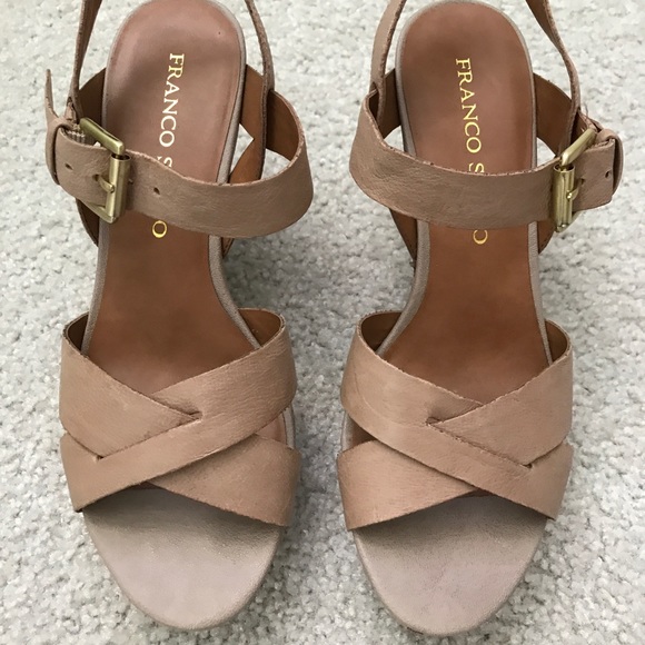 Franco Sarto Shoes - Franco Sarto leather cork heel sandals, size 6